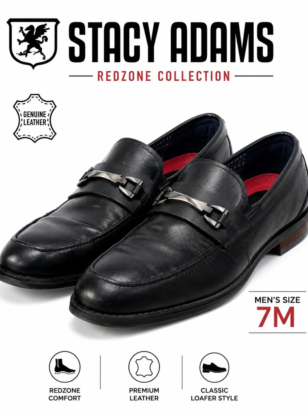 Stacy Adams Black Leather Bit Slip-On Loafers